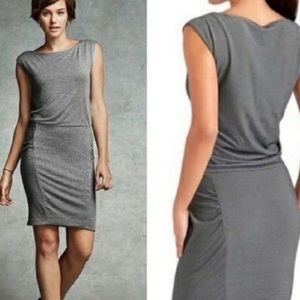 Athleta Gray Asymmetrical Ruched Sheath Dress